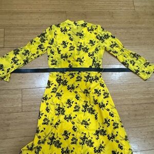 Michael Kors Yellow Floral Dress with Belt